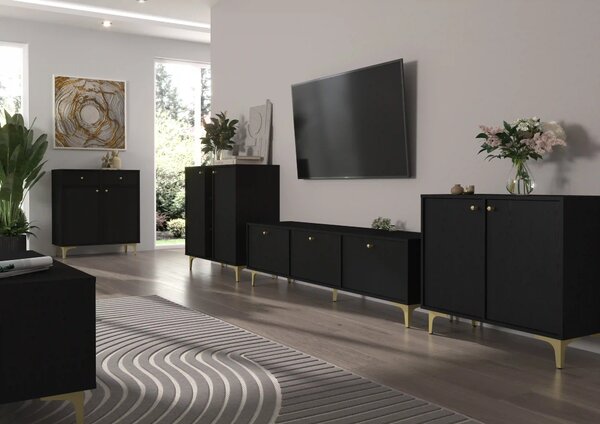 Komoda dwudrzwiowa do salonu Sakai 1 2F T812 Czarny