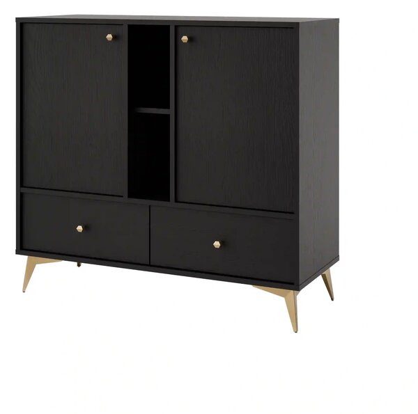 Komoda z szufladami do salonu Sakai 1 2F 2S T825 Czarny