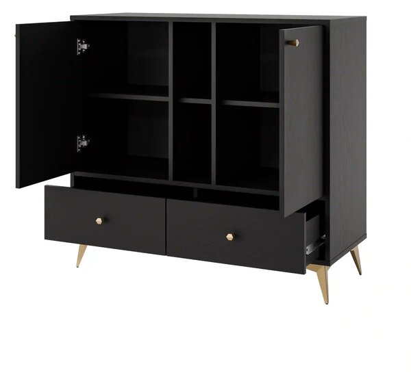 Komoda z szufladami do salonu Sakai 1 2F 2S T825 Czarny