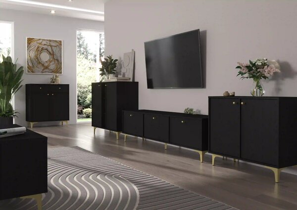 Komoda dwudrzwiowa do salonu Sakai 1 2F T822 Czarny