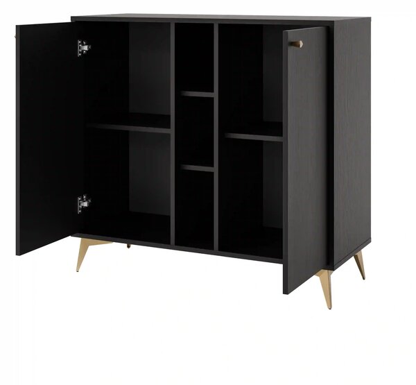 Komoda dwudrzwiowa do salonu Sakai 1 2F T822 Czarny