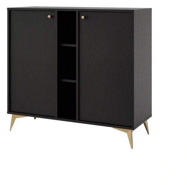 Komoda dwudrzwiowa do salonu Sakai 1 2F T822 Czarny