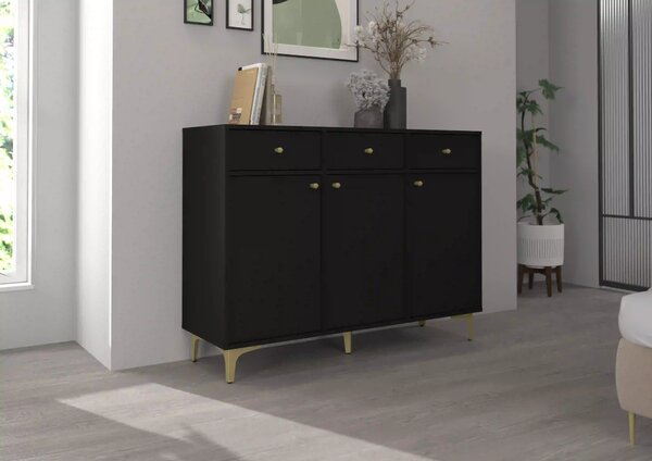 Komoda z szufladami do salonu Sakai 1 3F 3S T827 Czarny