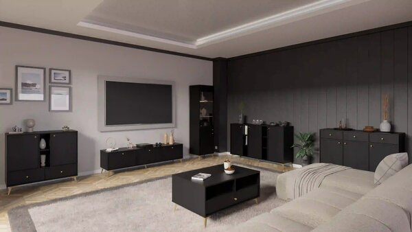 Komoda trzydrzwiowa do salonu Sakai 1 3F T823 Czarny