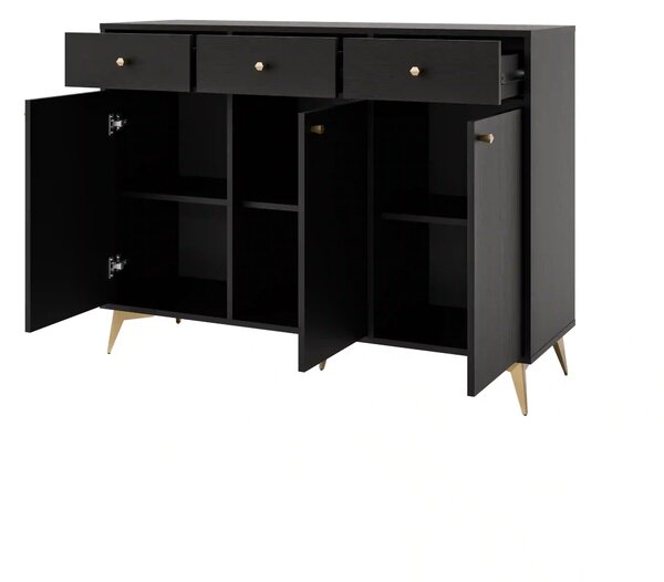 Komoda z szufladami do salonu Sakai 1 3F 3S T827 Czarny