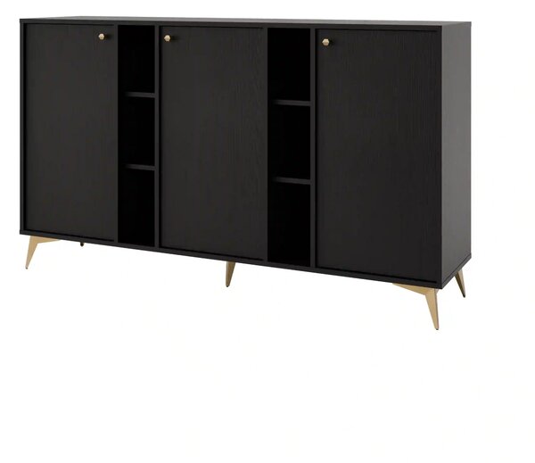 Komoda trzydrzwiowa do salonu Sakai 1 3F T823 Czarny