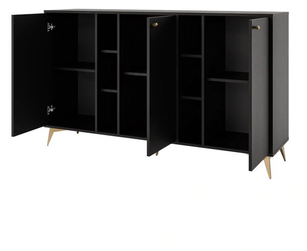 Komoda trzydrzwiowa do salonu Sakai 1 3F T823 Czarny