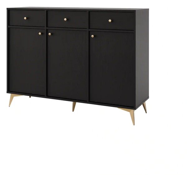 Komoda z szufladami do salonu Sakai 1 3F 3S T827 Czarny