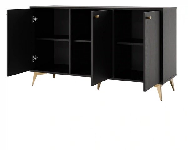 Komoda trzydrzwiowa do salonu Sakai 1 3F T813 Czarny