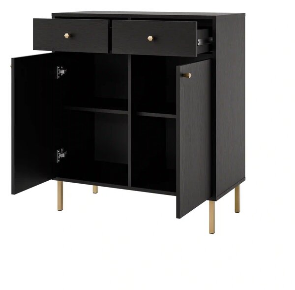 Komoda z szufladami do salonu Sakai 2 2F 2S T826 Czarny