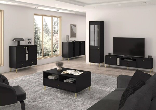 Komoda trzydrzwiowa do salonu Sakai 2 3F T823 Czarny