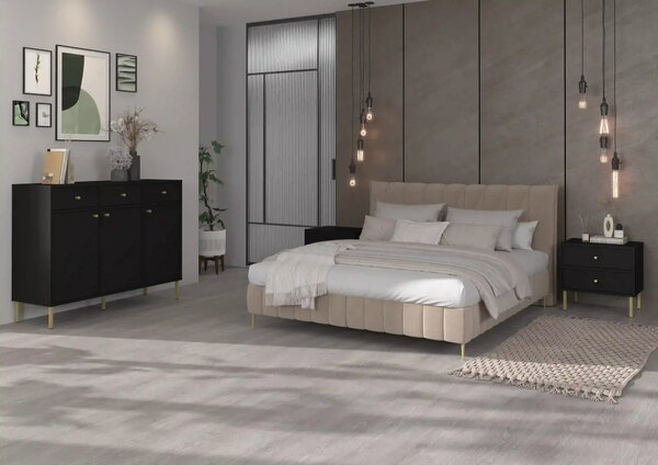 Komoda trzydrzwiowa do salonu Sakai 2 3F T813 Czarny