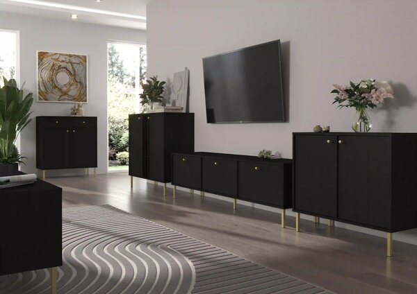 Komoda dwudrzwiowa do salonu Sakai 2 2F T812 Czarny