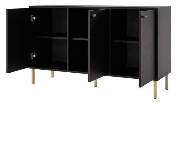 Komoda trzydrzwiowa do salonu Sakai 2 3F T813 Czarny