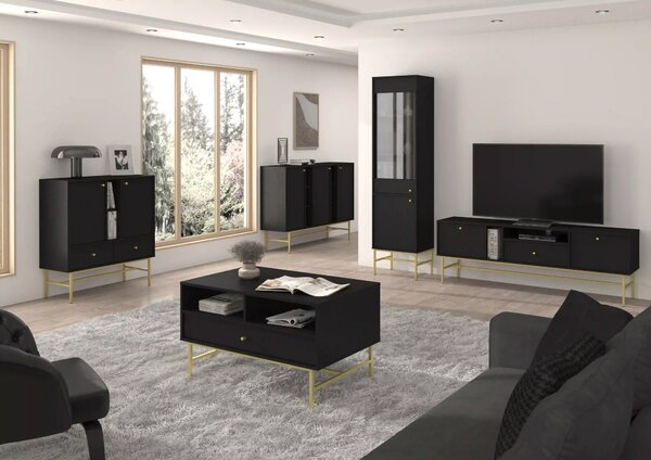 Komoda trzydrzwiowa do salonu Sakai 3 3F T823 Czarny