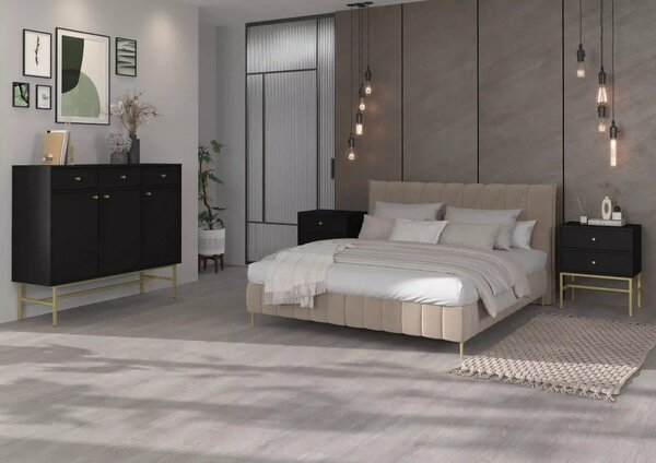 Komoda z szufladami do salonu Sakai 3 3F 3S T827 Czarny