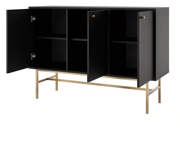 Komoda trzydrzwiowa do salonu Sakai 3 3F T813 Czarny
