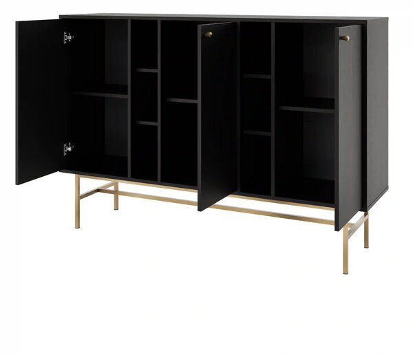 Komoda trzydrzwiowa do salonu Sakai 3 3F T823 Czarny