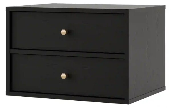 Stolik nocny z szufladami do sypialni Sakai 4 2S T801 Czarny
