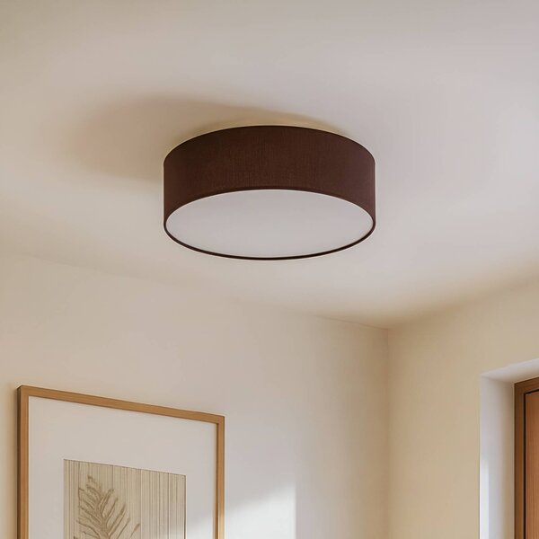 Lampa sufitowa Sebatin Lindby, możliwość ściemniania, brązowy / rdzawy, sypialnia, tkanina / materiał / jedwab, nowoczesny