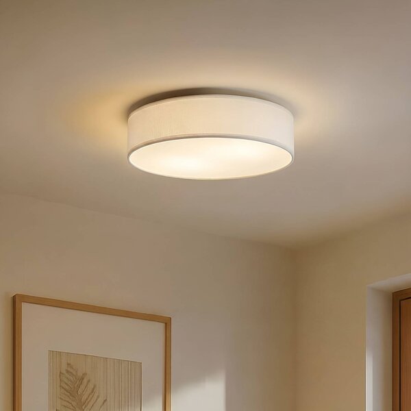 Lampa sufitowa Sebatin Lindby, możliwość ściemniania, biały / opal, sypialnia, tkanina / materiał / jedwab, skandynawski