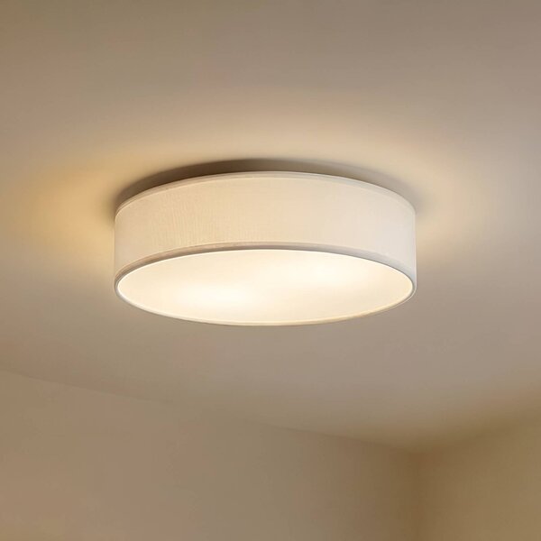 Lampa sufitowa Sebatin Lindby, możliwość ściemniania, biały / opal, sypialnia, tkanina / materiał / jedwab, skandynawski