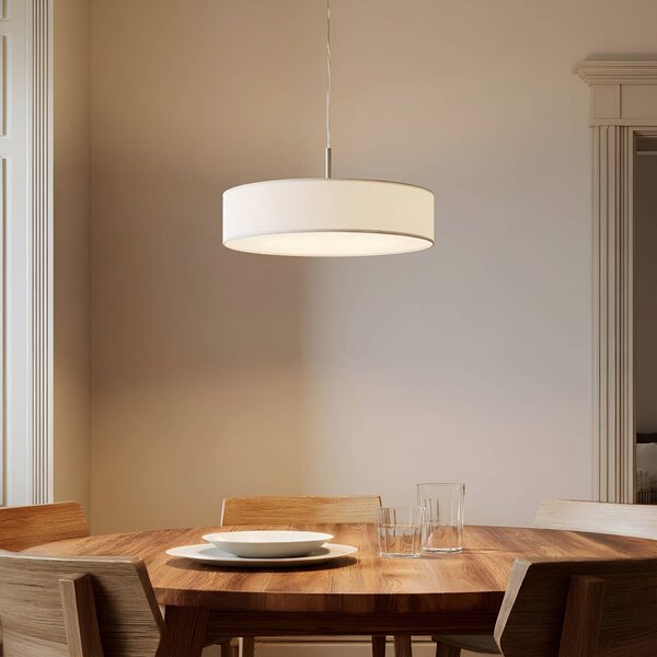 Lampa wisząca Sebatin Lindby, możliwość ściemniania, kremowy / amber, kuchnia, tkanina / materiał / jedwab, nowoczesny