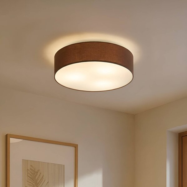 Lampa sufitowa Sebatin Lindby, możliwość ściemniania, brązowy / rdzawy, sypialnia, tkanina / materiał / jedwab, nowoczesny