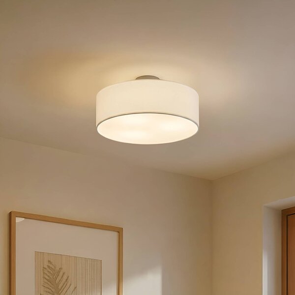 Lampa sufitowa Sebatin Lindby, możliwość ściemniania, biały / opal, sypialnia, tkanina / materiał / jedwab, nowoczesny