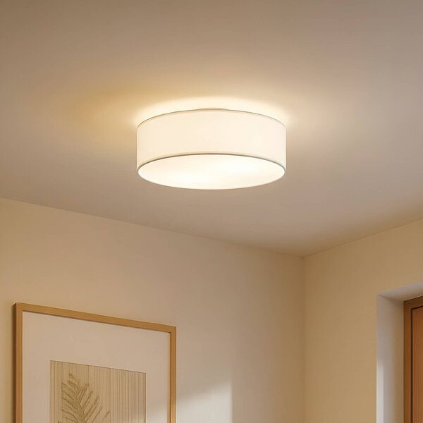 Lampa sufitowa Sebatin Lindby, możliwość ściemniania, kremowy / amber, sypialnia, tkanina / materiał / jedwab, nowoczesny