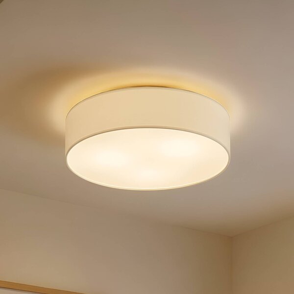 Lampa sufitowa Sebatin Lindby, możliwość ściemniania, kremowy / amber, sypialnia, tkanina / materiał / jedwab, nowoczesny