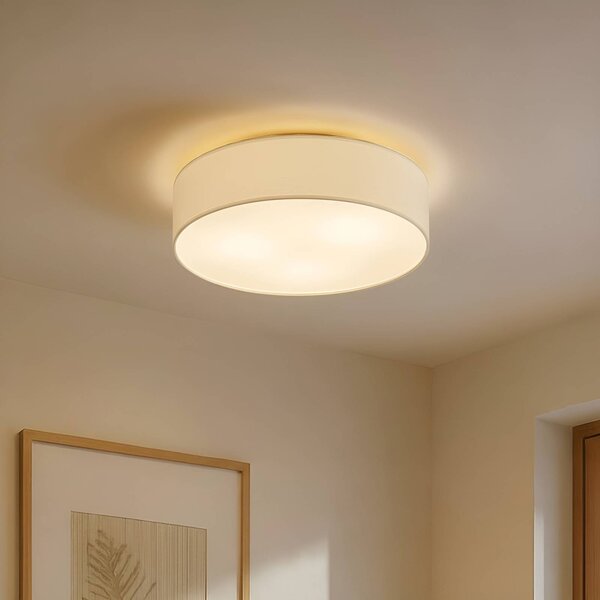 Lampa sufitowa Sebatin Lindby, możliwość ściemniania, kremowy / amber, sypialnia, tkanina / materiał / jedwab, nowoczesny