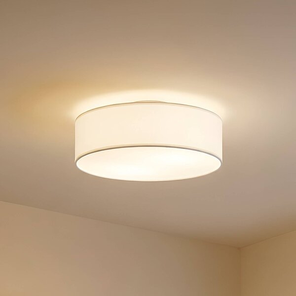 Lampa sufitowa Sebatin Lindby, możliwość ściemniania, kremowy / amber, sypialnia, tkanina / materiał / jedwab, nowoczesny