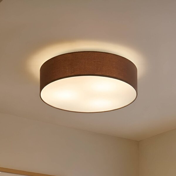 Lampa sufitowa Sebatin Lindby, możliwość ściemniania, brązowy / rdzawy, sypialnia, tkanina / materiał / jedwab, nowoczesny