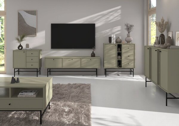 Komoda z szufladami do salonu Sakai 3 1F 3S T814 Eukaliptus