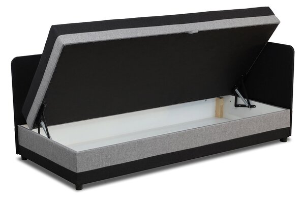 Tapczan łóżko jednoosobowe z pojemnikiem Hirek Eko 80x180 Czarne/Szare