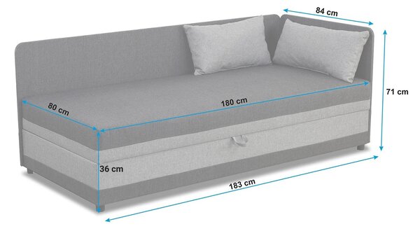 Tapczan łóżko jednoosobowe z pojemnikiem Hirek Eko 80x180 Brązowe/Beżowe