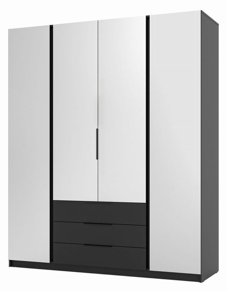 Szafa do przedpokoju 4-drzwiowa z lustrami i szufladami Dravero BL/BL 4L 3S