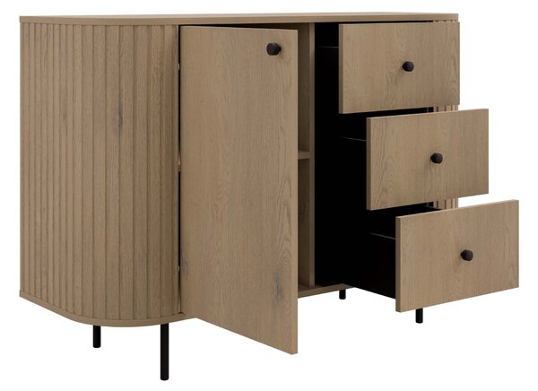 Komoda do salonu z trzema szufladami i drzwiami Flana 813 1F3S Dąb Cremona