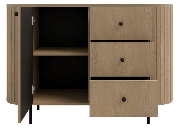 Komoda do salonu z trzema szufladami i drzwiami Flana 813 1F3S Dąb Cremona