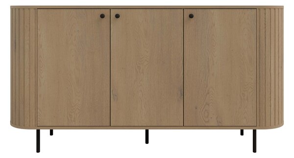 Komoda do salonu z trzema drzwiami i ryflowaniami Flana 830 3F Dąb Cremona
