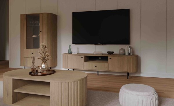 Szafka RTV z dwoma drzwiami i szufladą do salonu Flana 321 2F1S Dąb Cremona