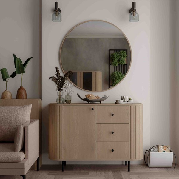 Lustro okragłe wiszące do toaletki 100cm Flana 701 Dąb Cremona