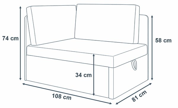 Sofa rozkładana narożna dla dzieci z funkcją spania Kubuś różowo/szary