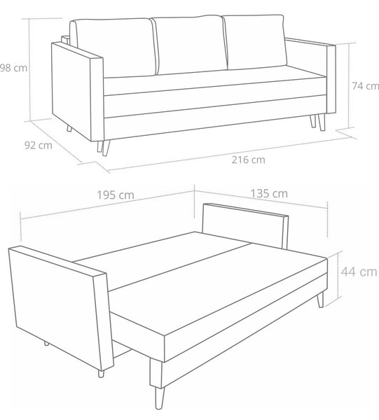 Komplet wypoczynkowy skandynawski do salonu sofa i 2 fotele Żółty