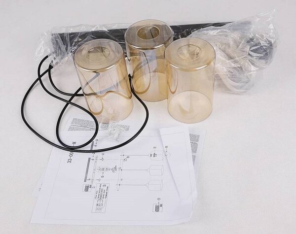 Nowoczesna lampa wisząca na listwie trzy brązowe klosze - 2X V142 M5-A66