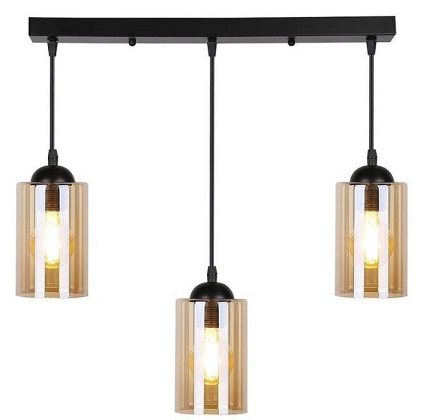 Nowoczesna lampa wisząca na listwie trzy brązowe klosze - 2X V142 M5-A66