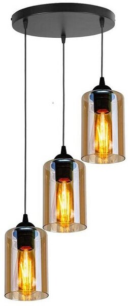 Czarna lampa wisząca z trzema ozdobnymi kloszami V138 D9-N13