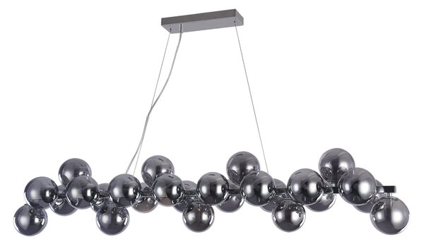 CAMBELLA lampa wisząca chrom z dymionymi kloszami nad stół 25xG9 PND-5252-A-25-GD-CGN