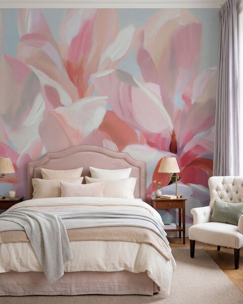 Fototapety Zbliżenie na różową magnolię, imitacja delikatnej techniki malarskiej, Fototapety Kwiaty, w10043 : Uwalls.pl